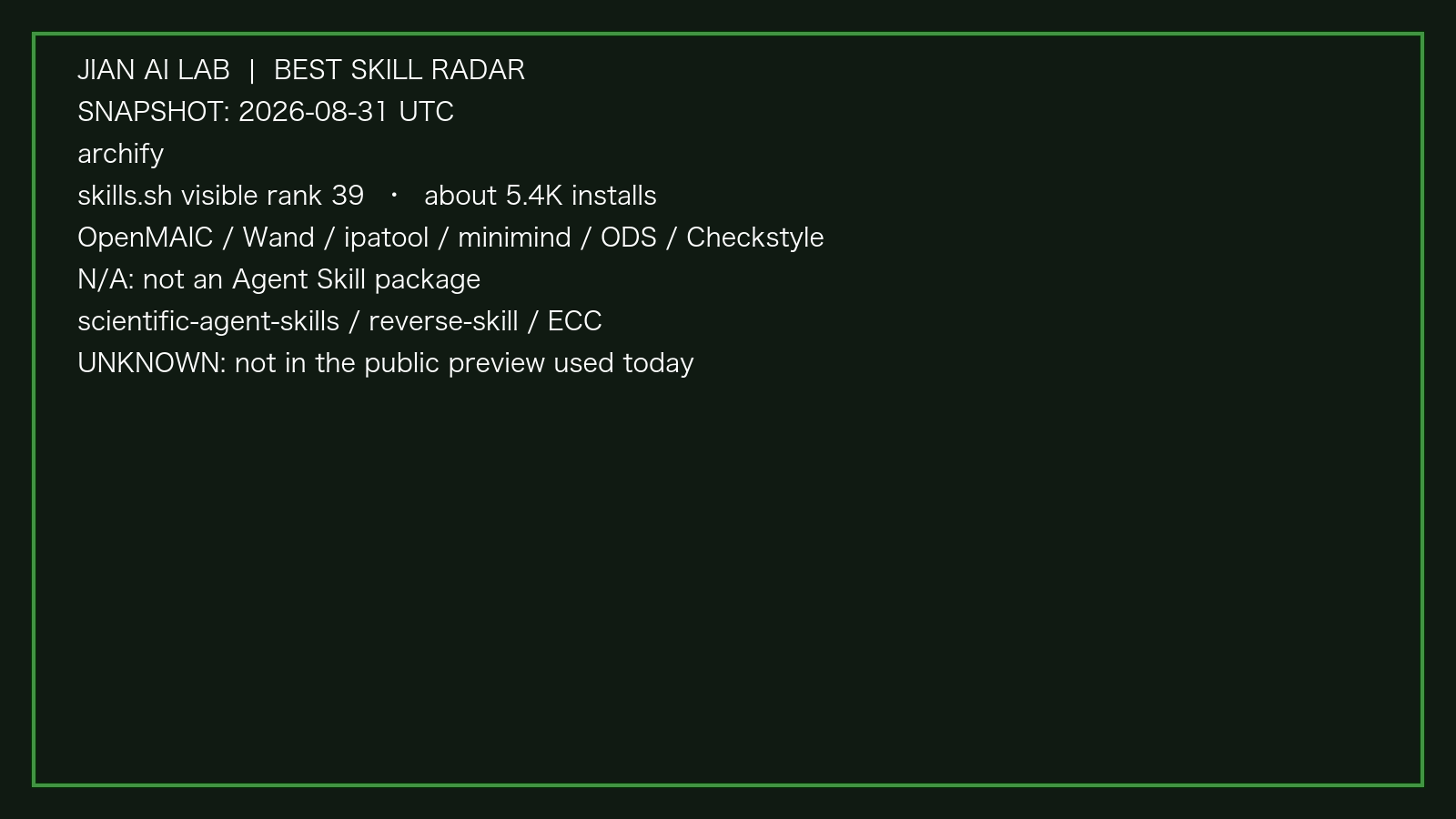 Best Skill Radar 雷达证据