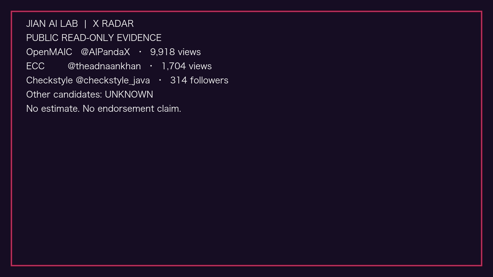 X Radar 雷达证据